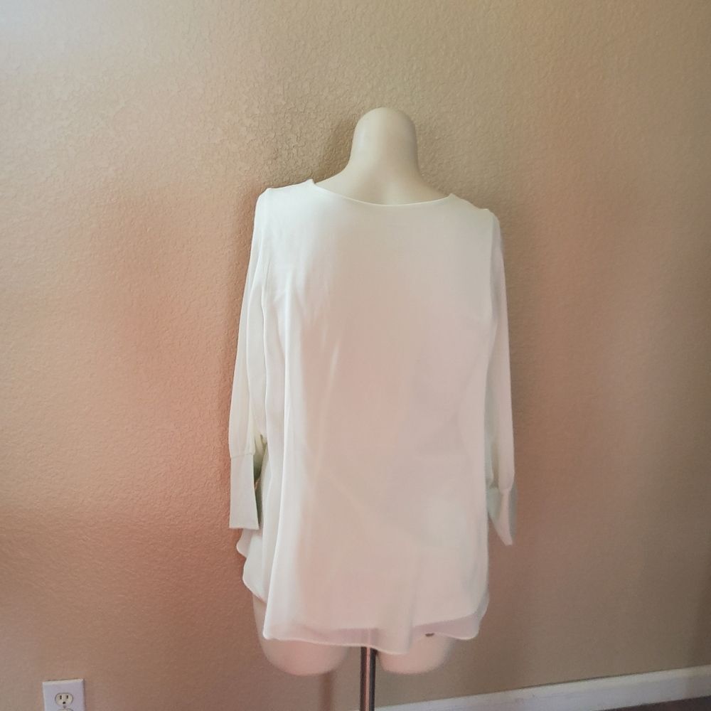 New Soft Surroundings Semi Sheer Overlay Long Sleeve Top Size L - Picture 6 of 10
